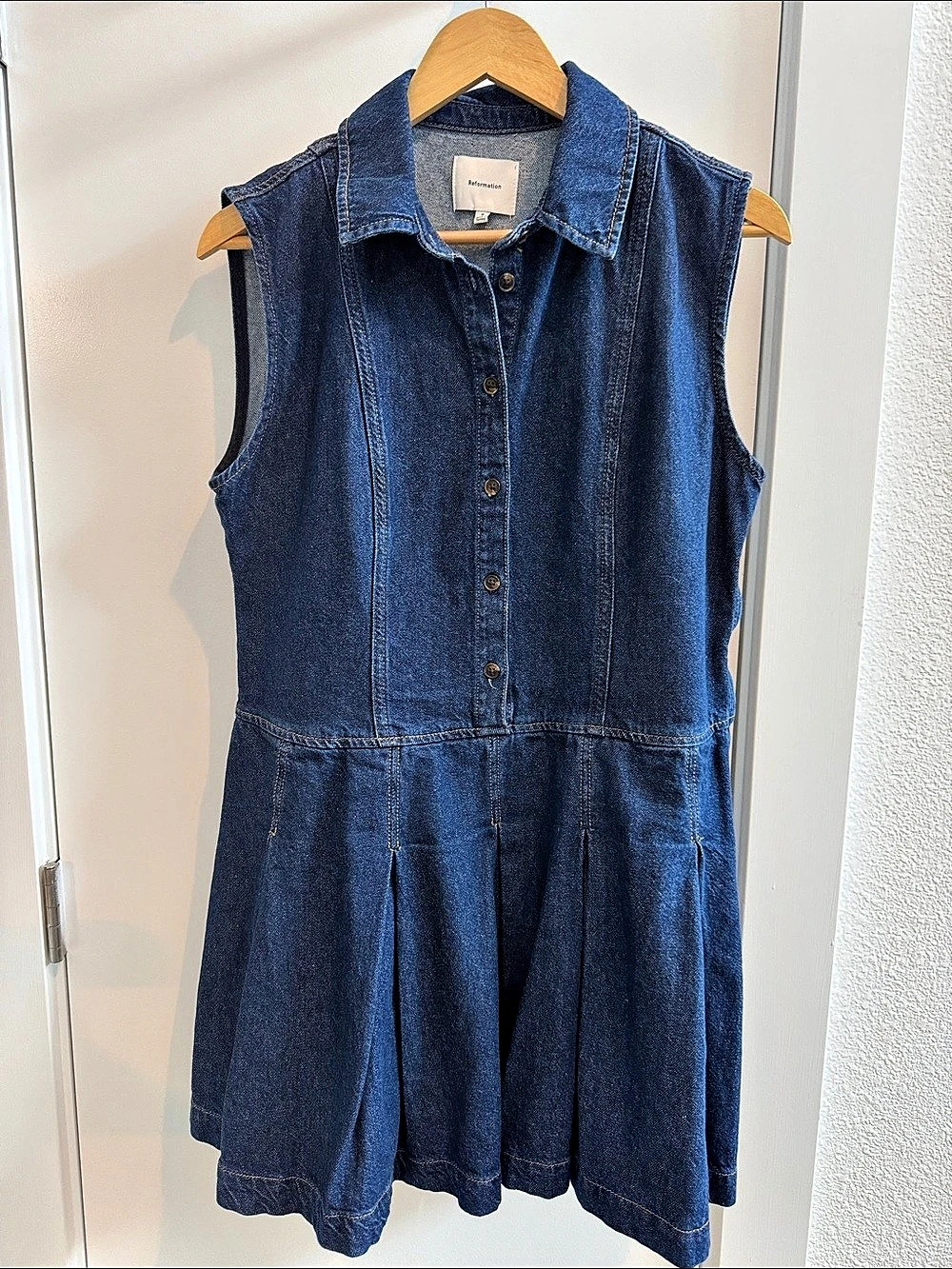 Reformation Arella Denim Mini Dress Blue Size 8